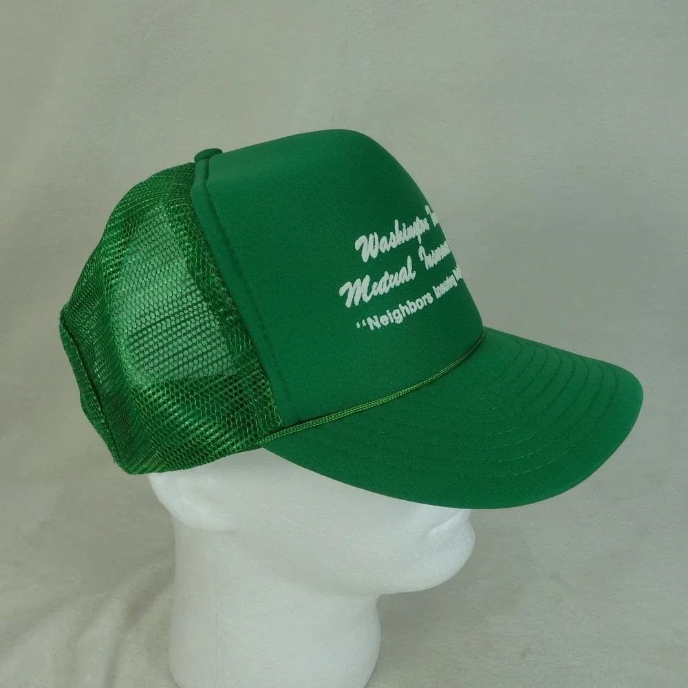 Vintage San Sun Mesh Trucker Hat Green Washington Town Mutual Snapback Mesh Cap - Picture 5 of 10